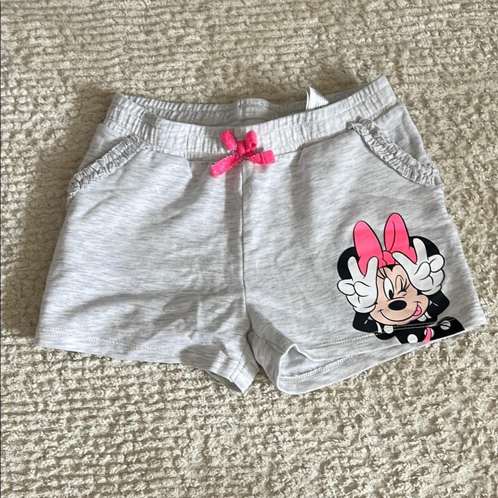 H&M Disney Gray Shorts with Minnie Mouse Design Sz 4-6